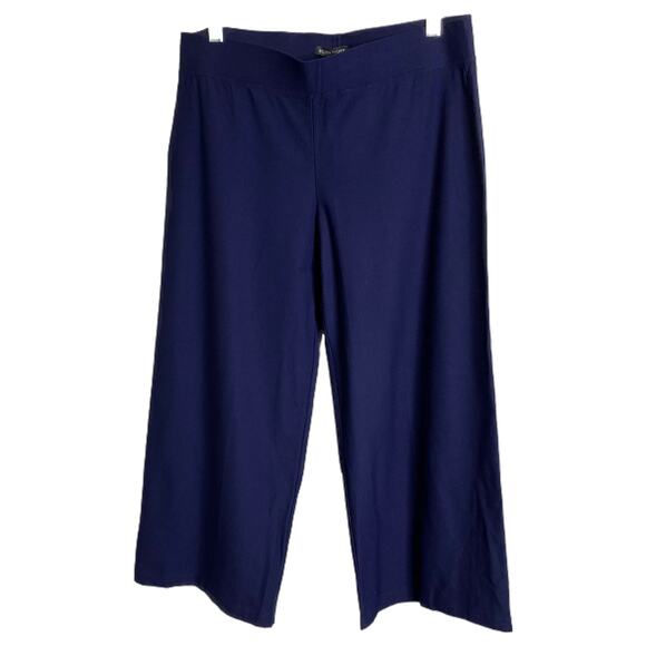 Eileen Fisher Pants - Eileen Fisher Womens Indigo Blue Stretch Crepe‎ Wide Leg Crop Pants M NEW